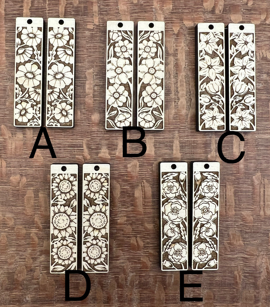 Floral Bars Dangle PAIR