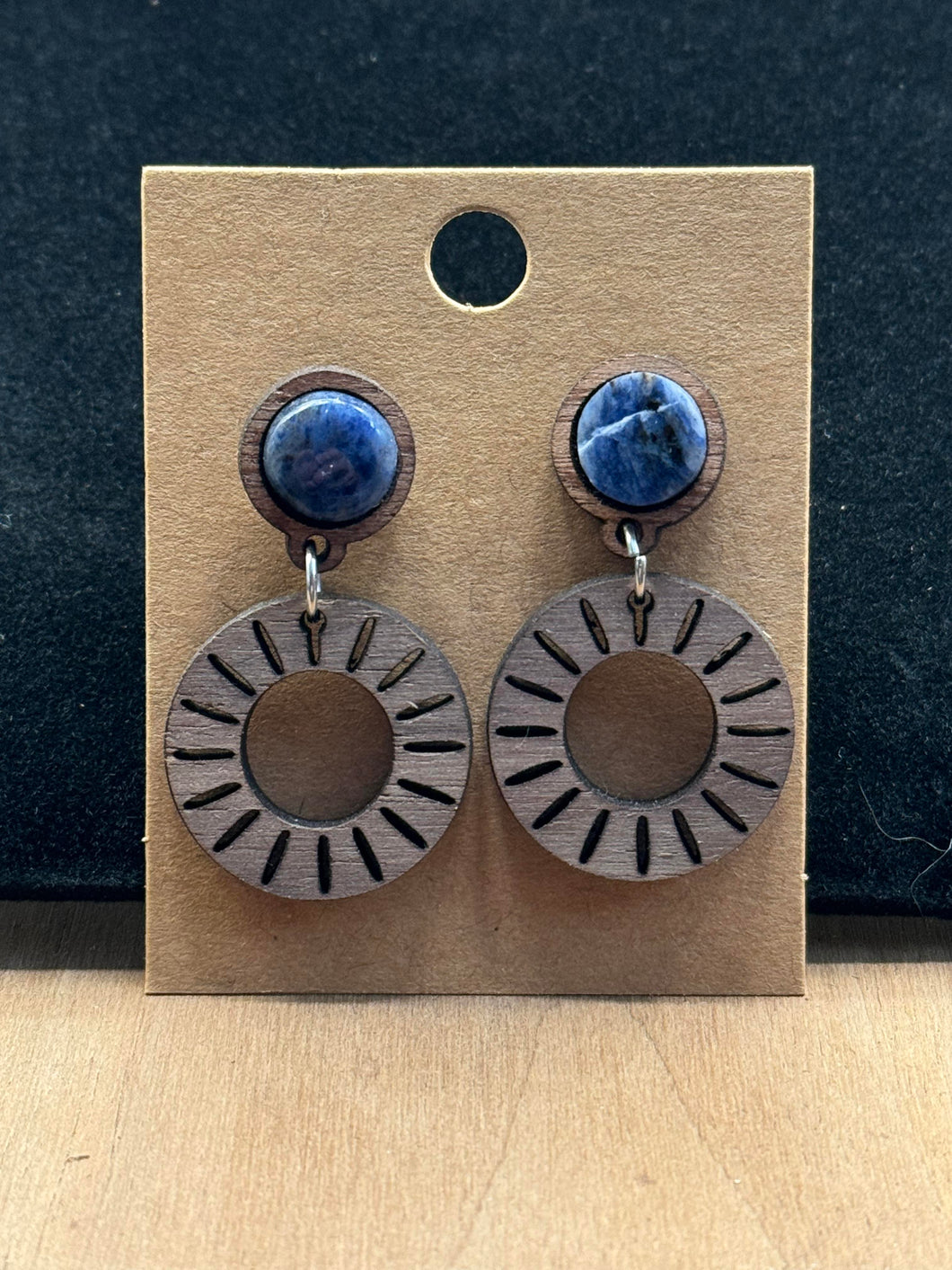 Walnut Wood with Blue Lapis Stone Stud Connector