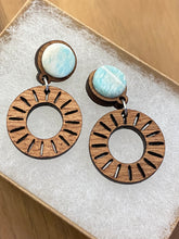 Load image into Gallery viewer, Exotic Sapele wood with Genuine Amazonite Stud Connector
