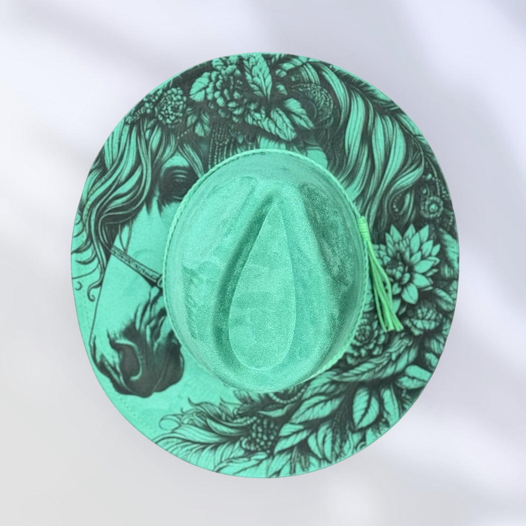 Horse Wide Brim Vegan Suade Hat