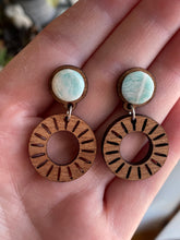 Load image into Gallery viewer, Exotic Sapele wood with Genuine Amazonite Stud Connector
