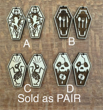 Load image into Gallery viewer, Halloween Coffin Dangle 1.40” PAIR
