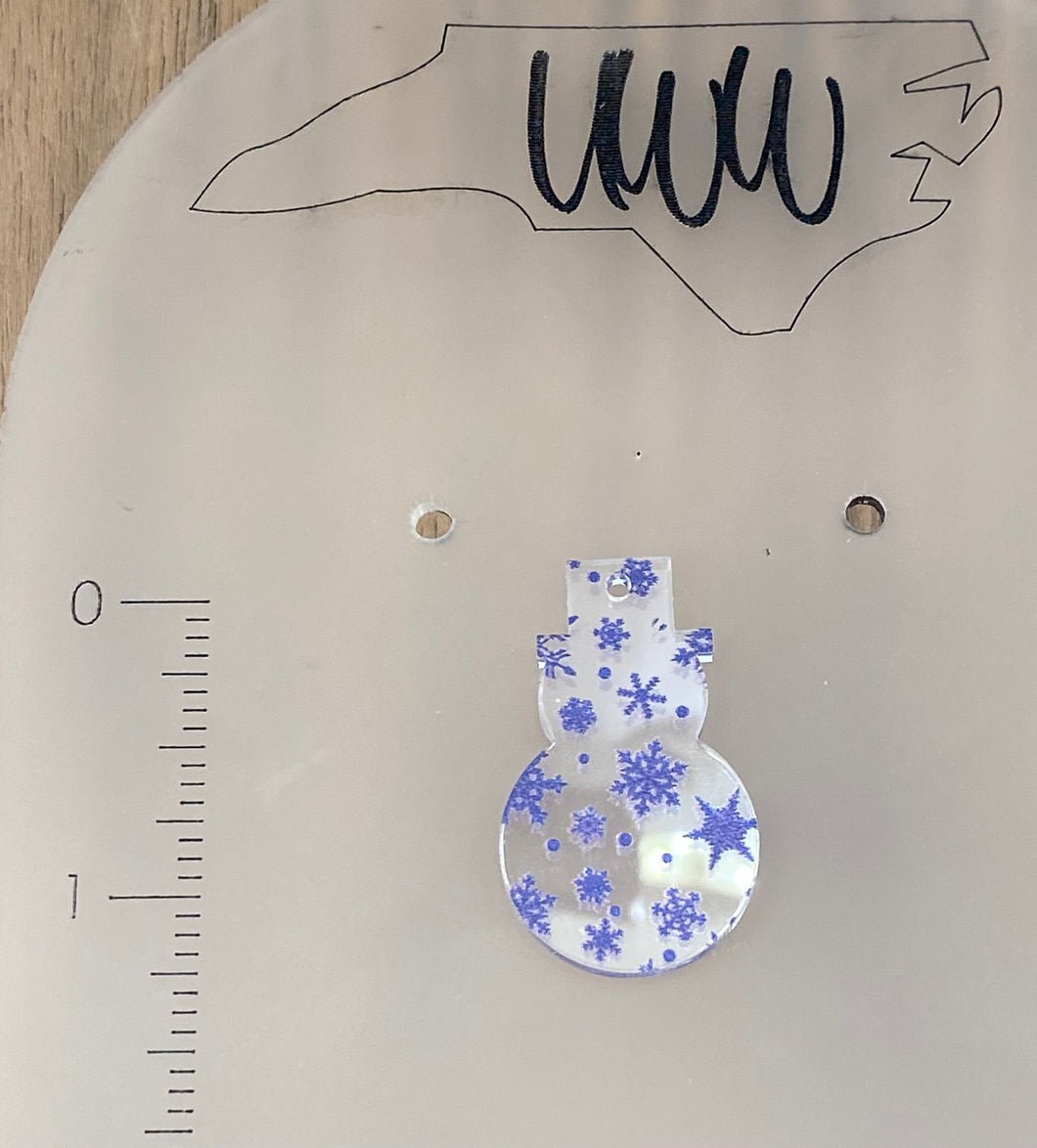 Blue Snowflake Acrylic Snowman Dangle