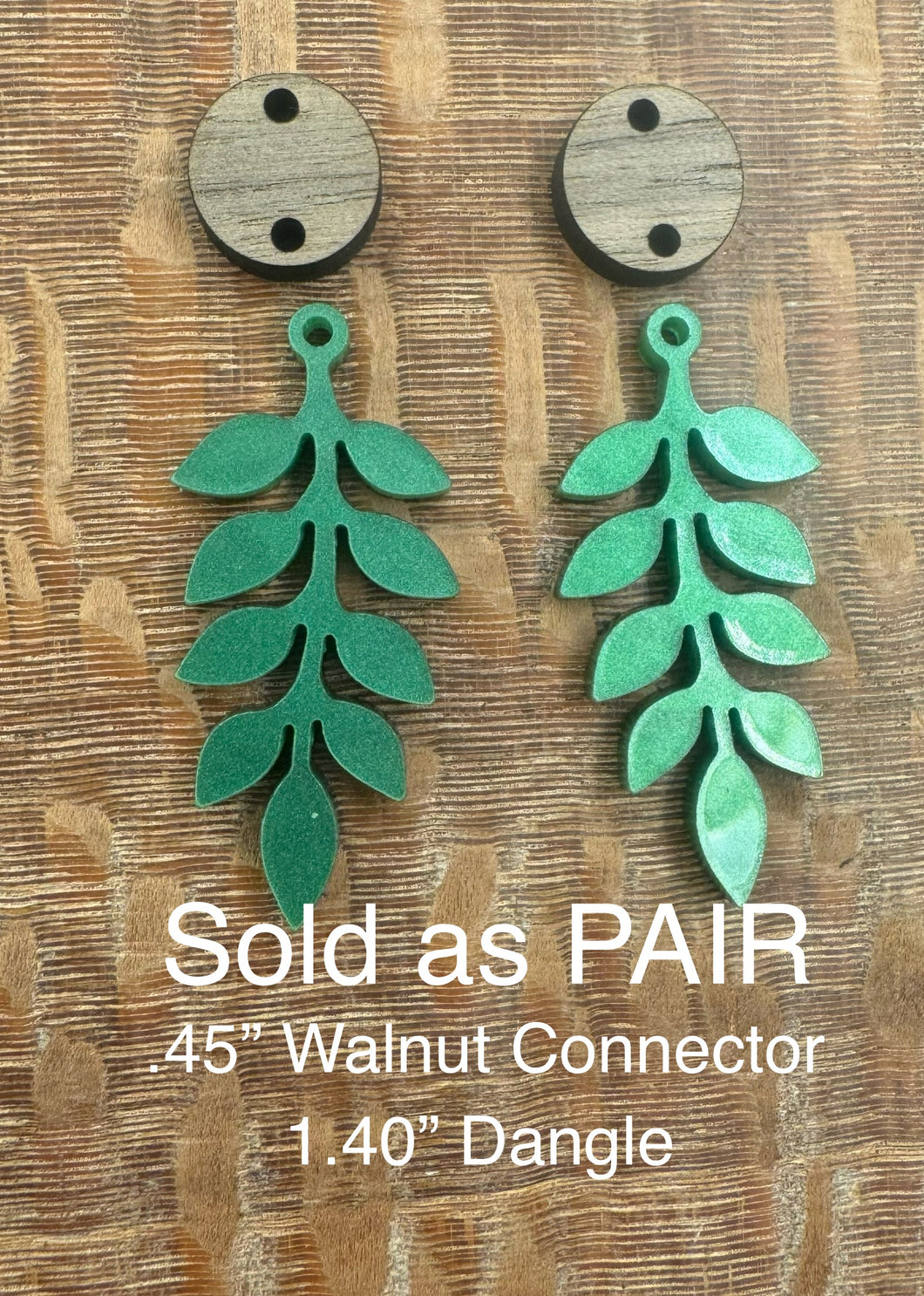 Leaf shape Acrylic Dangle PAIR with Walnut connector