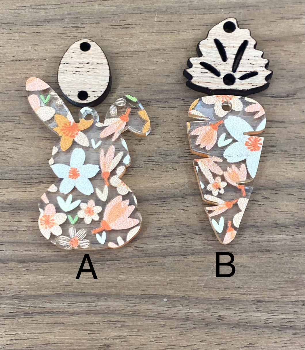 Bunny And Carrot Floral Dangle