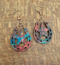 Load image into Gallery viewer, Horseshoe in Copper Acrylic Dangle PAIR
