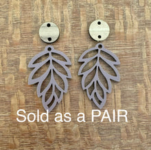 Load image into Gallery viewer, Leaf Shape Matte Mauve Acrylic Dangle PAIR with Walnut connector
