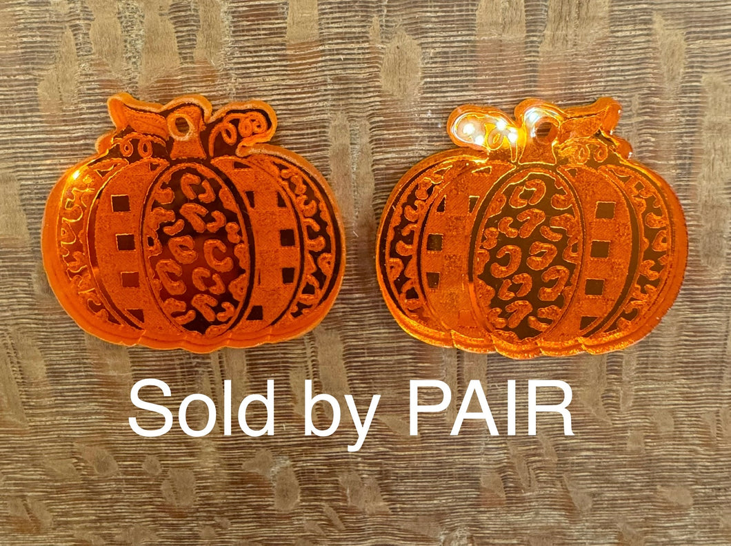 Pumpkin Orange Mirrored Acrylic Dangle PAIR