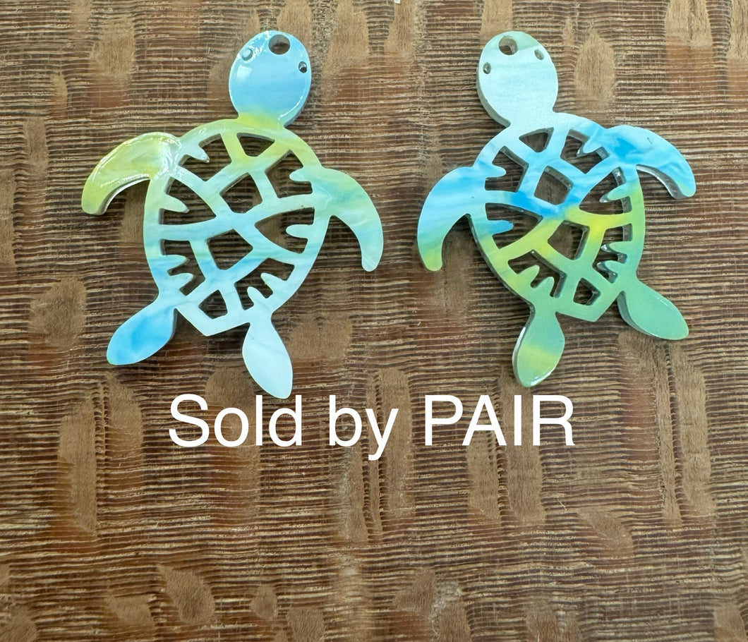 Sea Turtle Acrylic Dangle PAIR