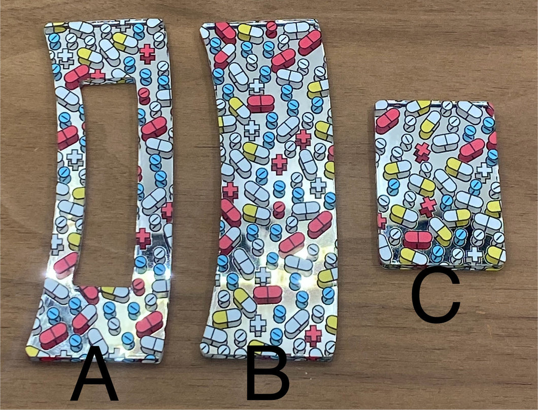 Pill Pattern Acrylic with Mirrored Background Claw Clip Blank