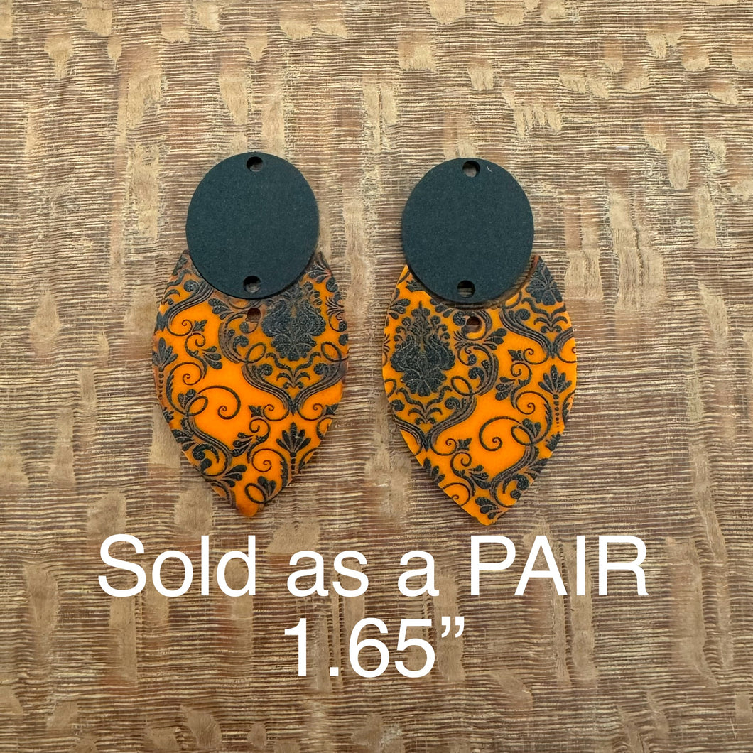 Orange and Black Acrylic Dangle PAIR