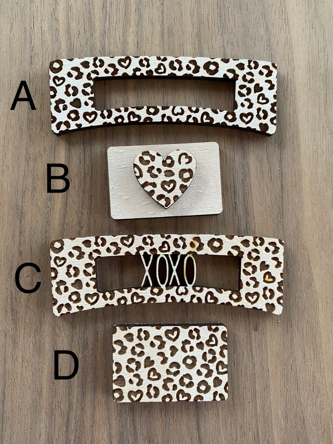 Leopard heart Pattern Claw Clip Blank