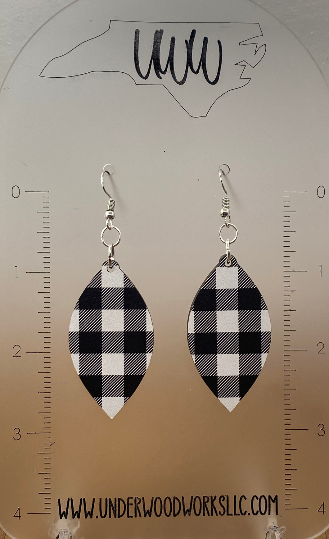 Black and White Buffalo Plaid MDF Dangle