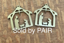 Load image into Gallery viewer, Manger Scene Bronze Acrylic Dangle PAIR
