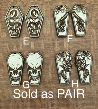 Load image into Gallery viewer, Halloween Coffin Dangle 1.40” PAIR
