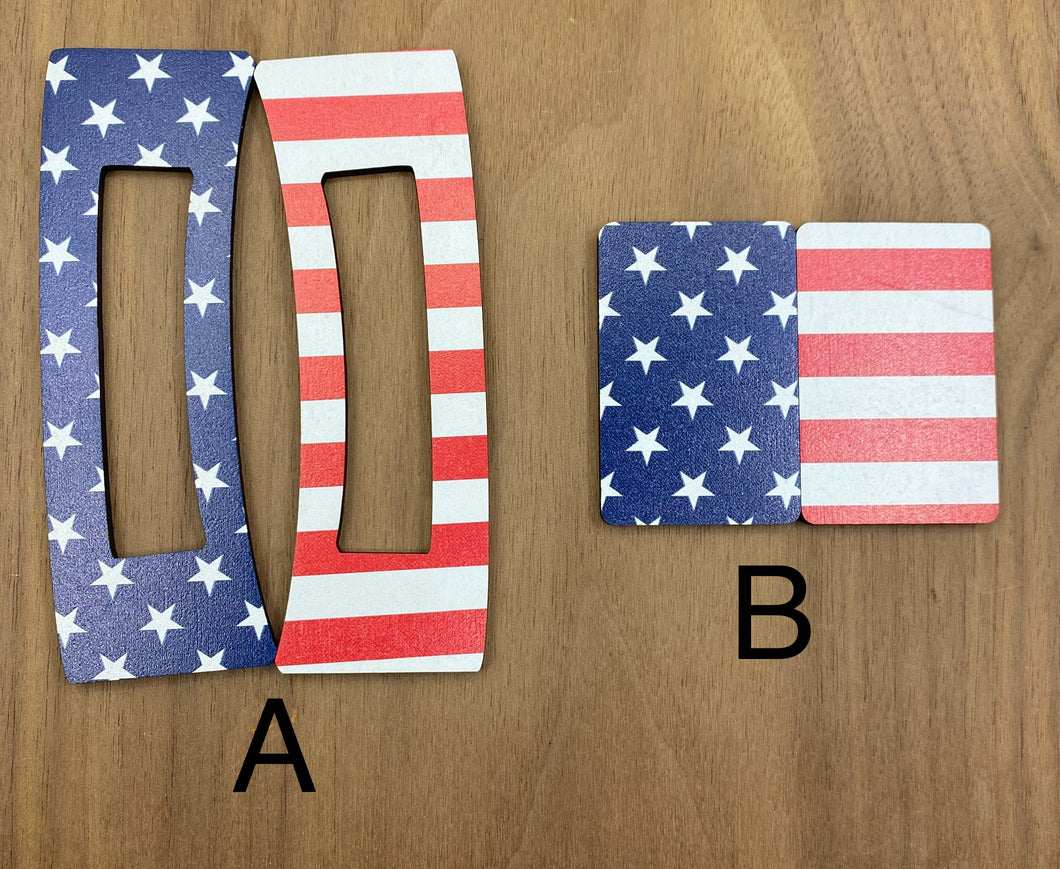 Stars and Stripes MDF Claw Clip Blank