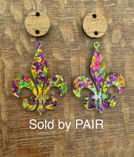 Load image into Gallery viewer, Fleur de lis in Glitter Acrylic PAIRS with Mahogany Connector
