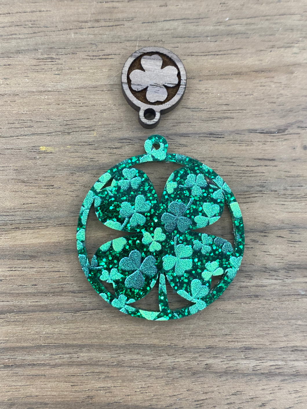 Clover Dangle with Walnut Connector