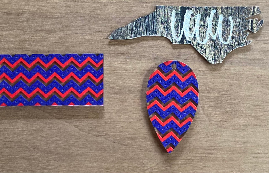 Blue and Red Chevron Pattern Acrylic