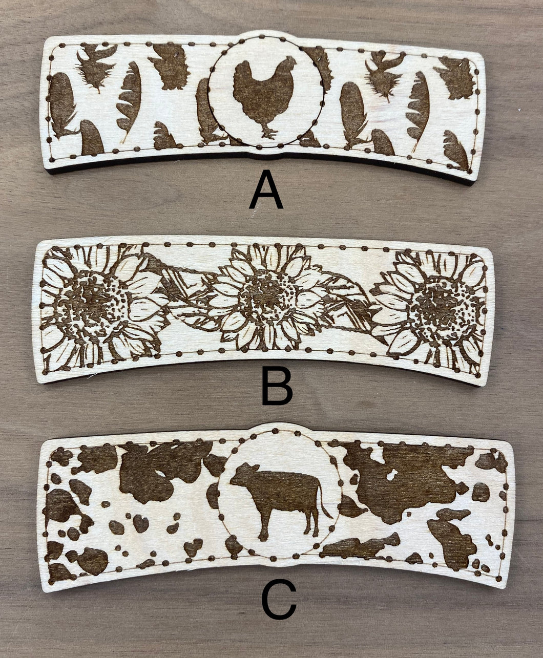 Chicken, Sunflower and Cow Claw Clip Blank