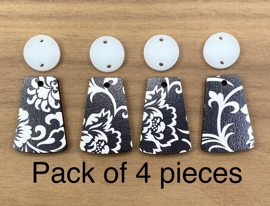 Pack of 4 Black and White Pattern MDF Blanks