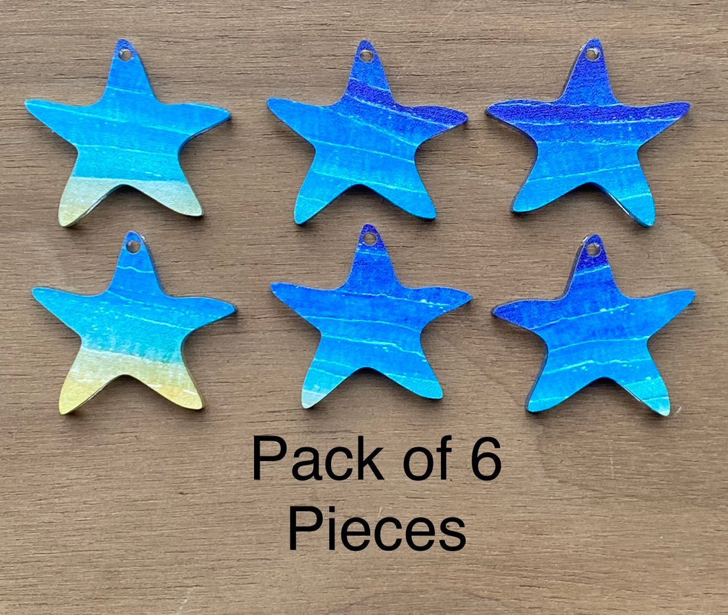 Starfish Shape Beach Waves Acrylic Pack of 6 Pieces