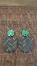 Load and play video in Gallery viewer, Red and Green Herringbone Pattern Acrylic Dangle PAIR
