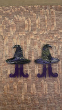 Load and play video in Gallery viewer, Witches Hat and Boot Acrylic Dangle PAIR
