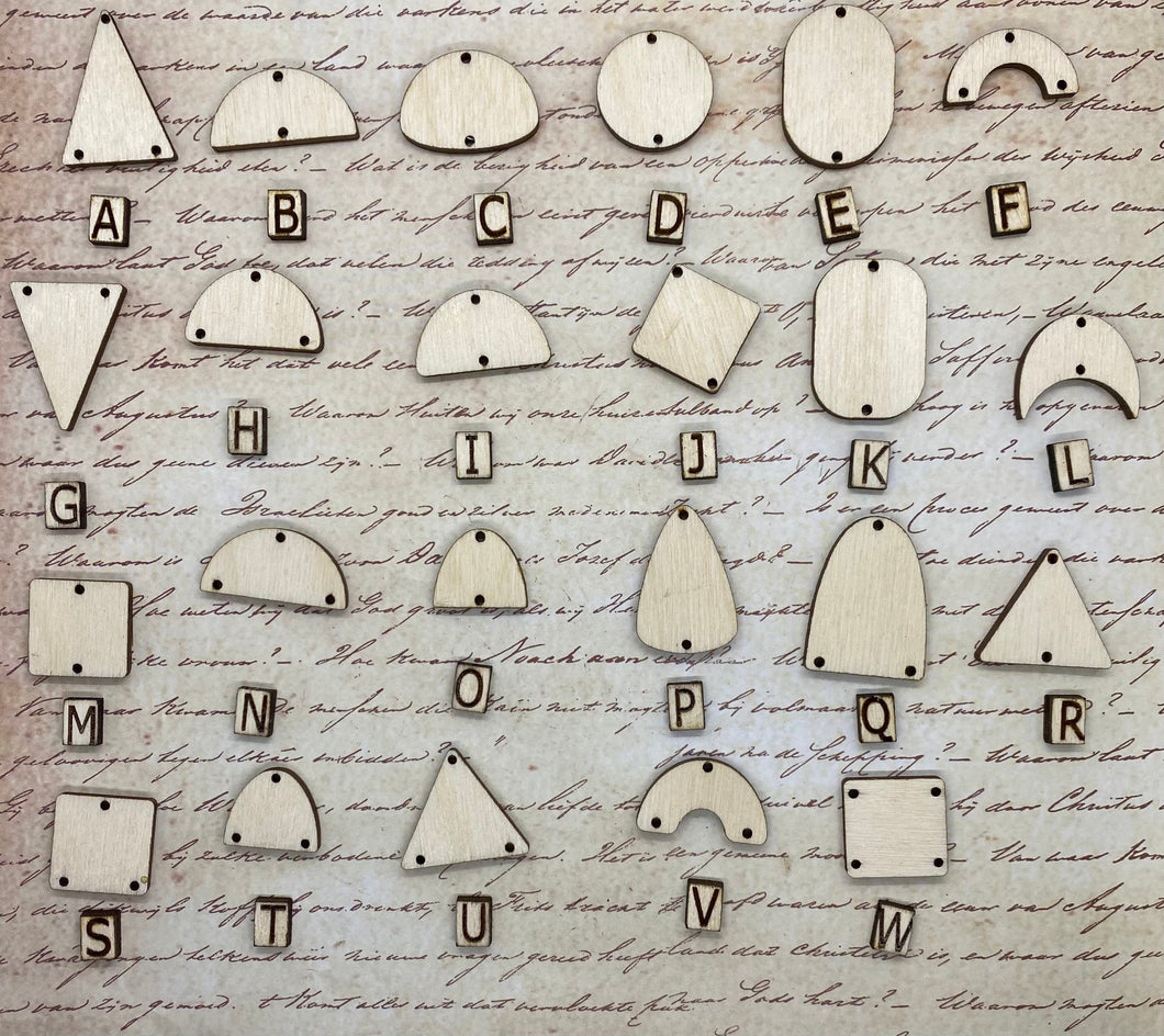 Multiple Laser Cut Wooden earring blank shapes