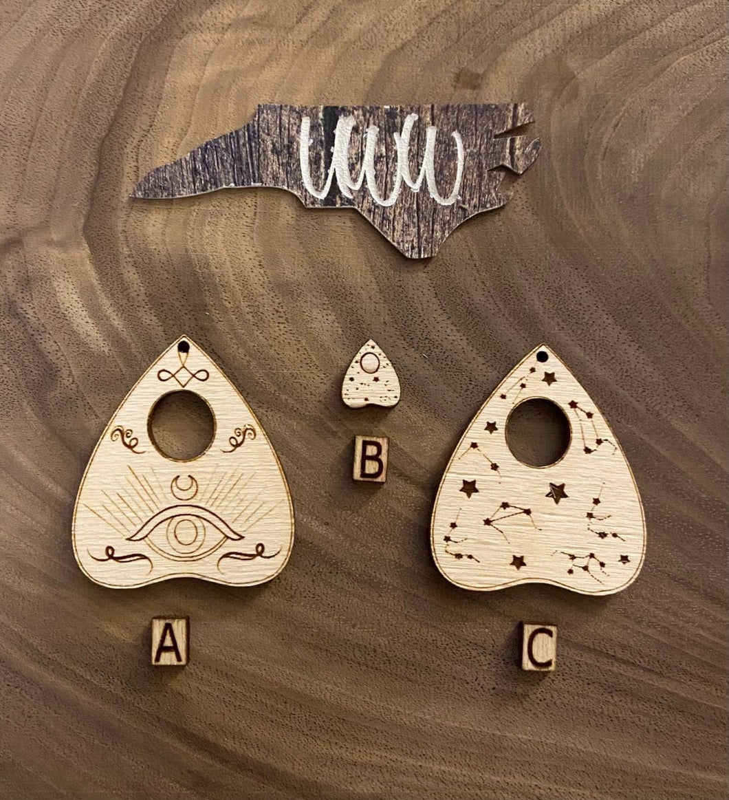 Planchette dangle and stud