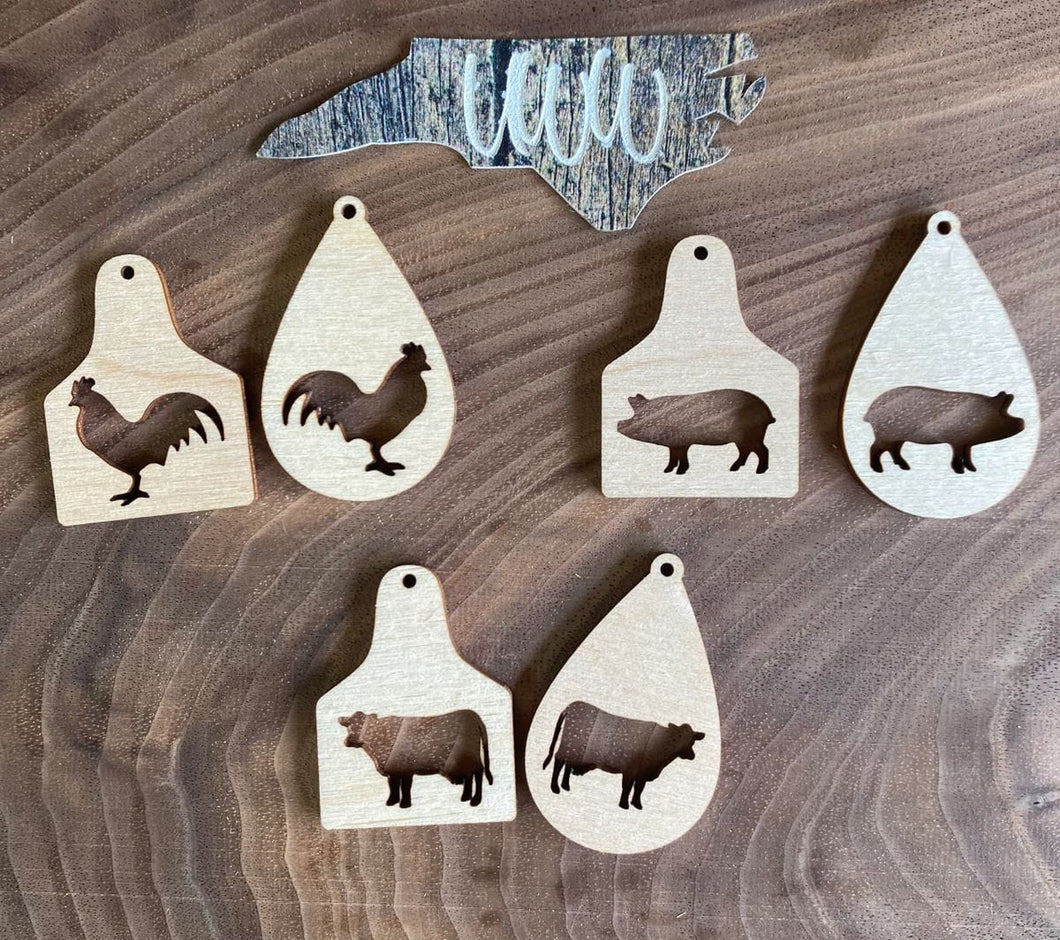 Farm Animal Ear Tag and Teardrop PAIRS