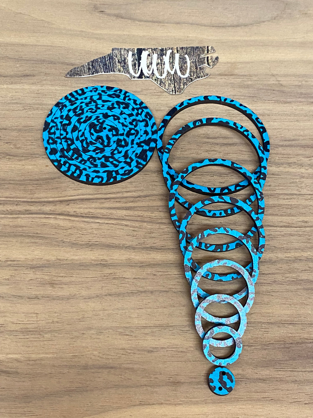 Teal Leopard Print MDF Nesting Hoops