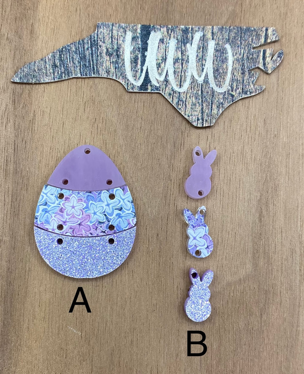 Bunny Chain and Egg Acrylic Dangles