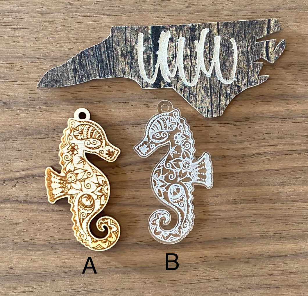 Engraved Seahorse Dangle PAIRS