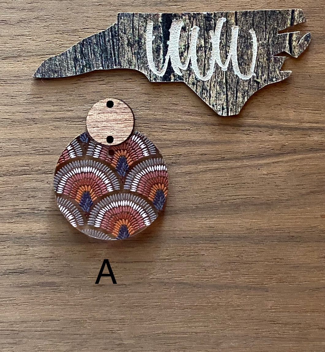 Boho Rainbow Pattern Acrylic With Mahogany Wood Connector