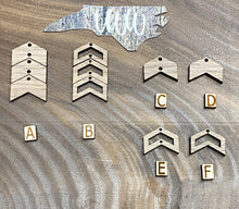 Load image into Gallery viewer, Solid/ Cut out Chevron laser Cut Earring blank With Holes
