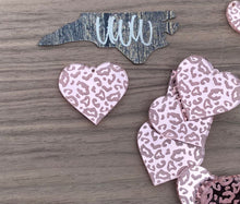 Load image into Gallery viewer, Rose Gold Acrylic Heart with Leopard Spots
