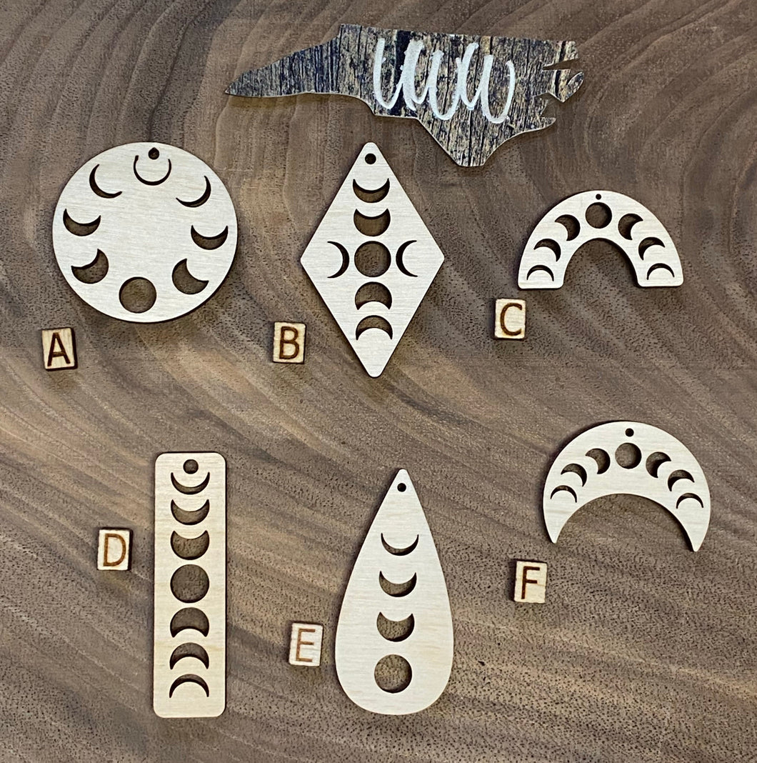 Moon Phase laser cut wooden blanks