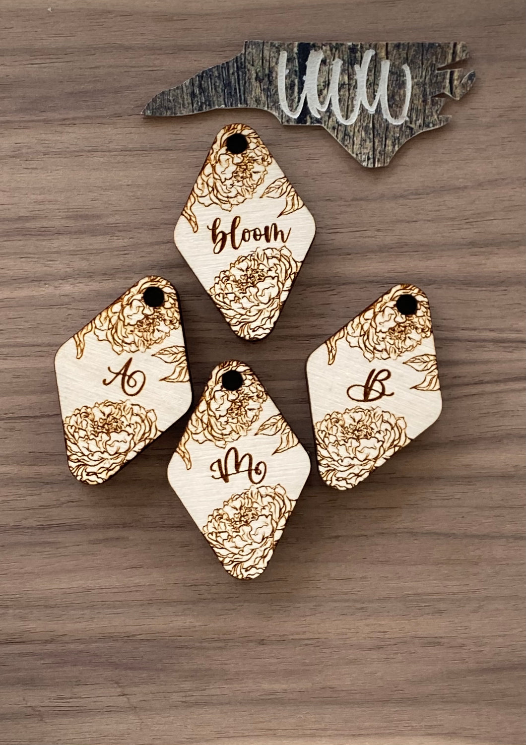 Peony Monogram Keychain Blanks