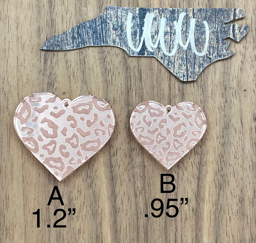 Rose Gold Acrylic Heart with Leopard Spots