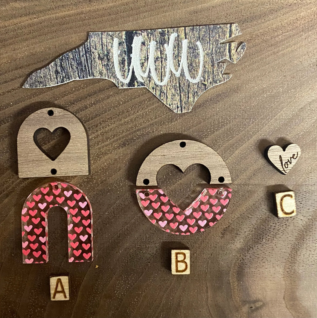 Walnut and Heart Pattern Acrylic