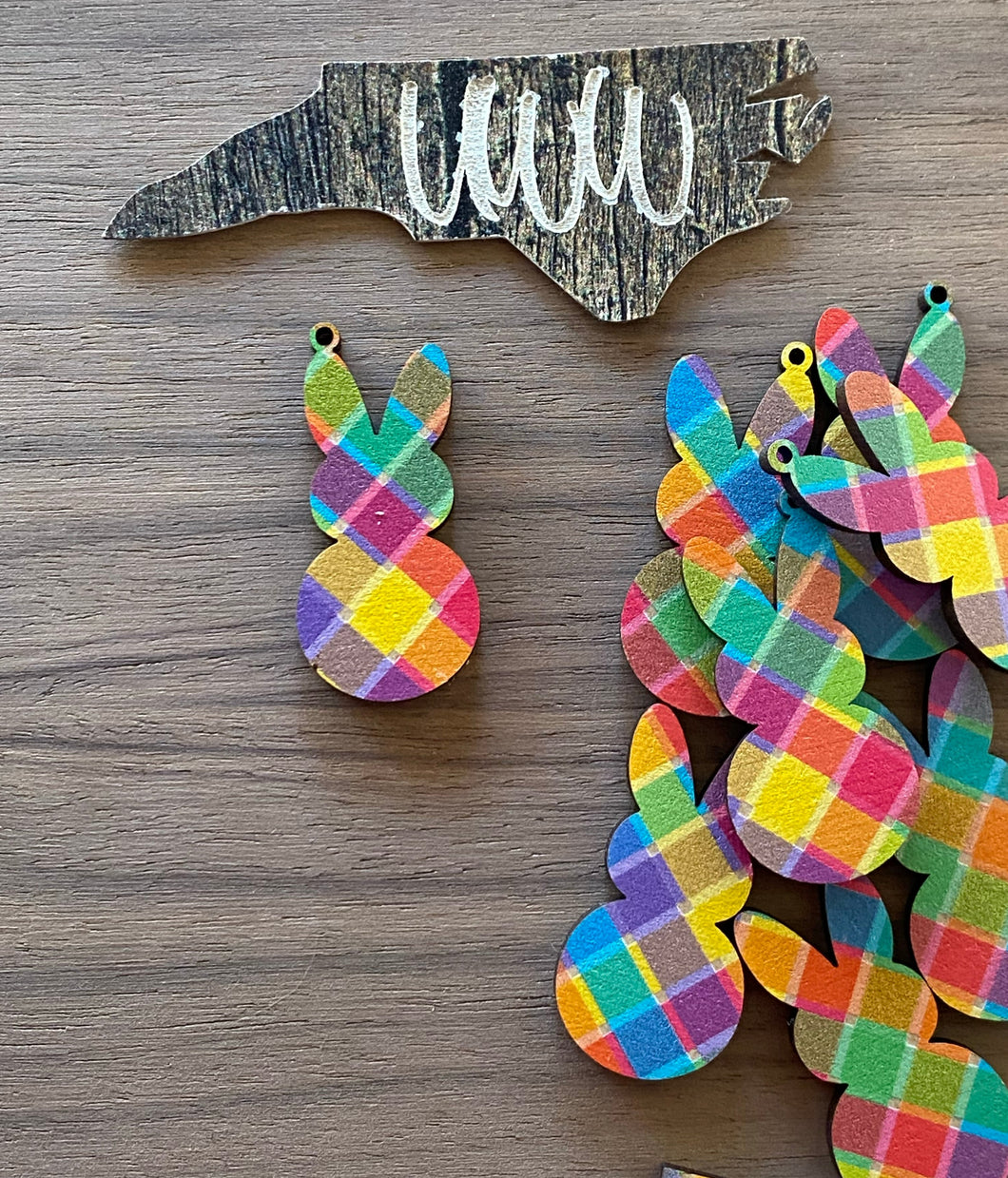 Spring Plaid MDF Bunny Shape