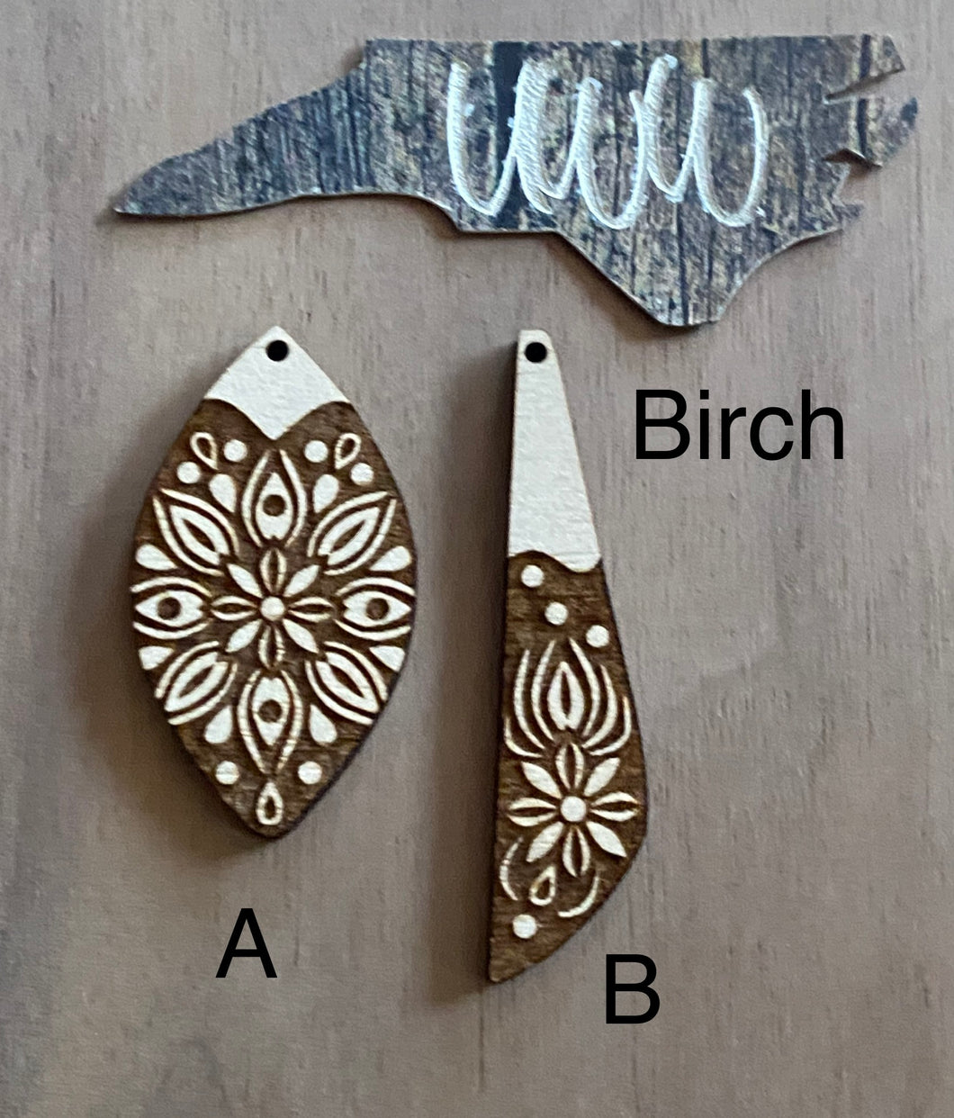 Engraved Flower Burst Teardrop and Bar PAIRS