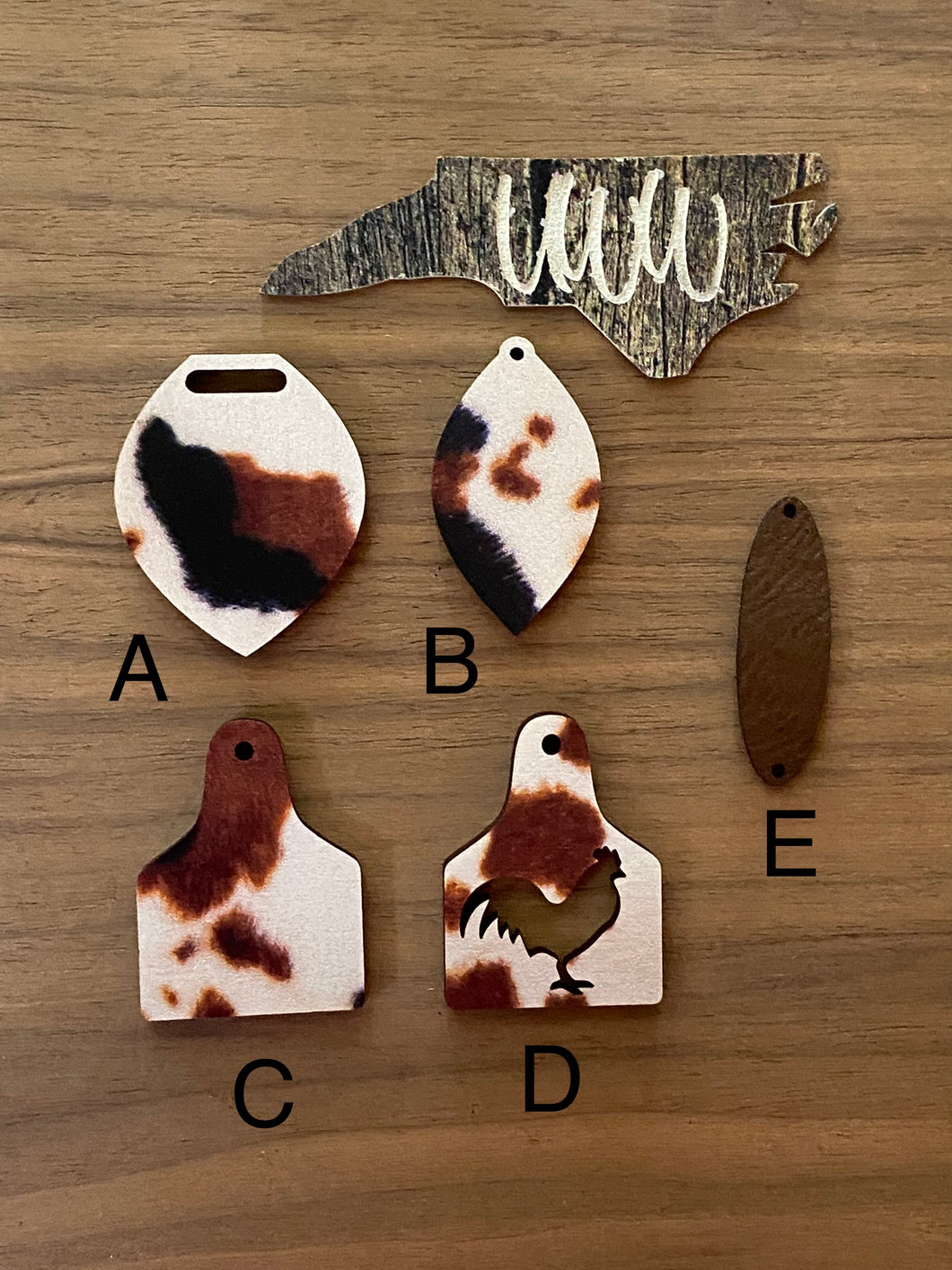 Realistic Cow Pattern Dangles, cow tag