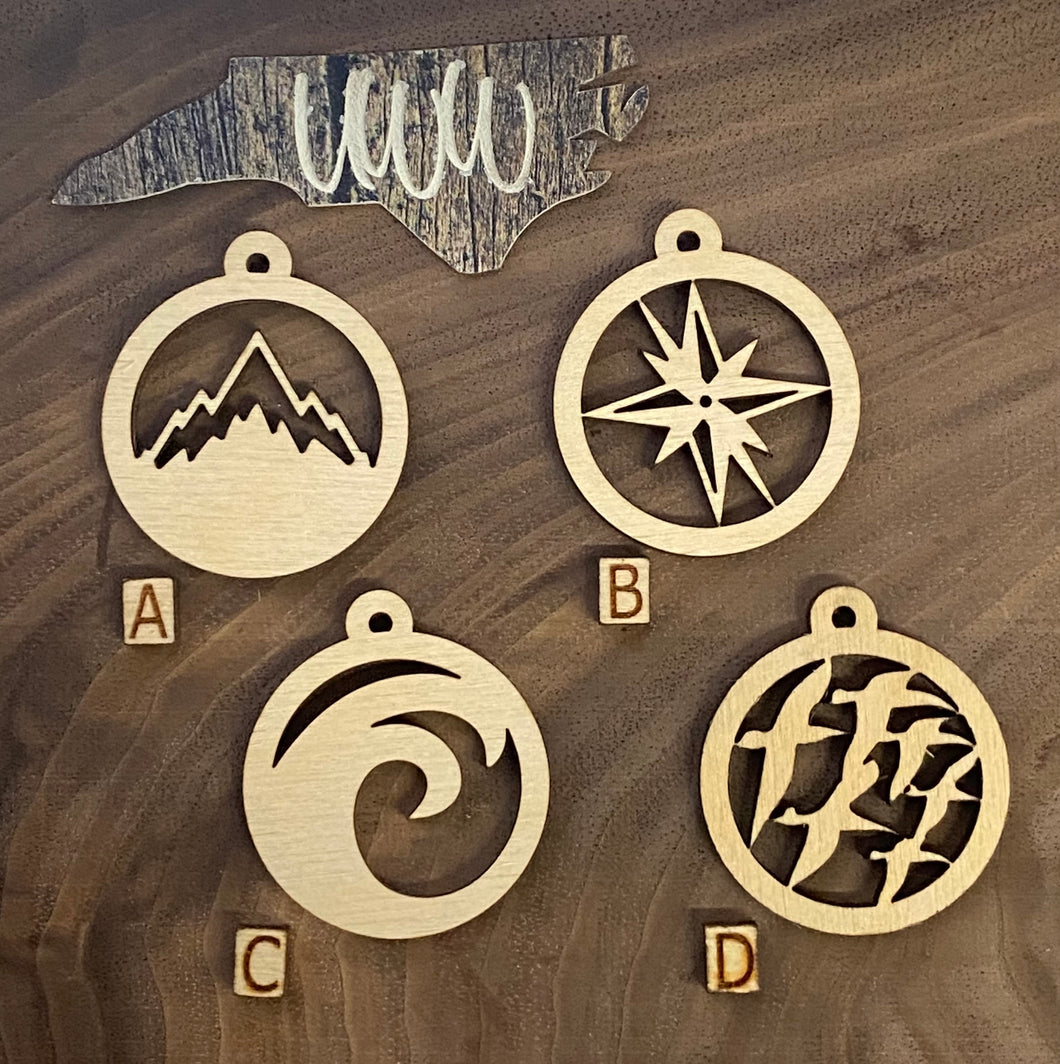 Mountain, Compass, Wave and Birds Circle Dangle