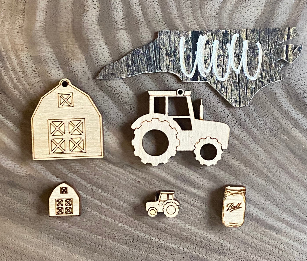 Farm Barn and Tractor Dangle, Stud, Mason Jar Stud