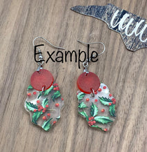 Load image into Gallery viewer, Holly and Berry Pattern Dangle
