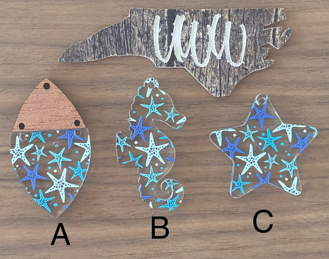 Starfish Print Acrylic Dangles