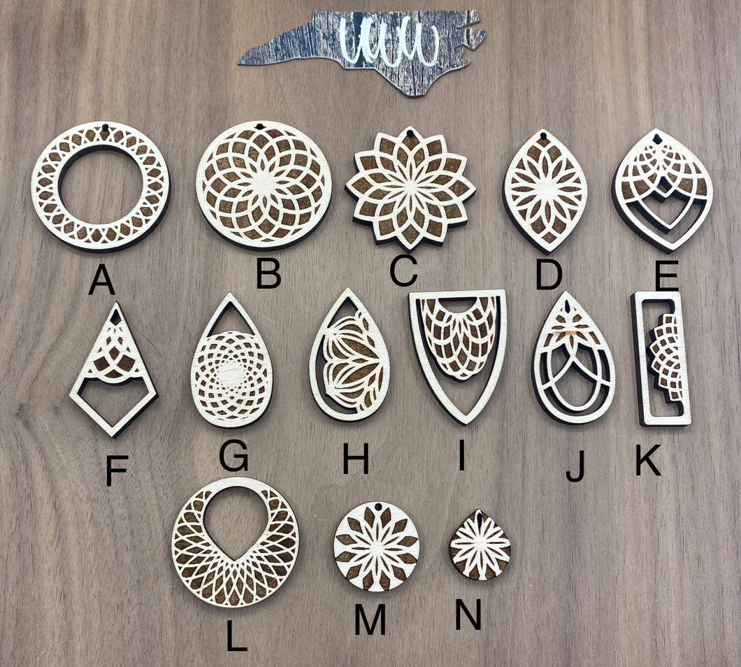 Engraved Earring blank multiple styles