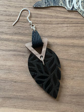 Load image into Gallery viewer, Leaf Print Smoke and Mirror Acrylic Dangle, Connector and Leather Strap
